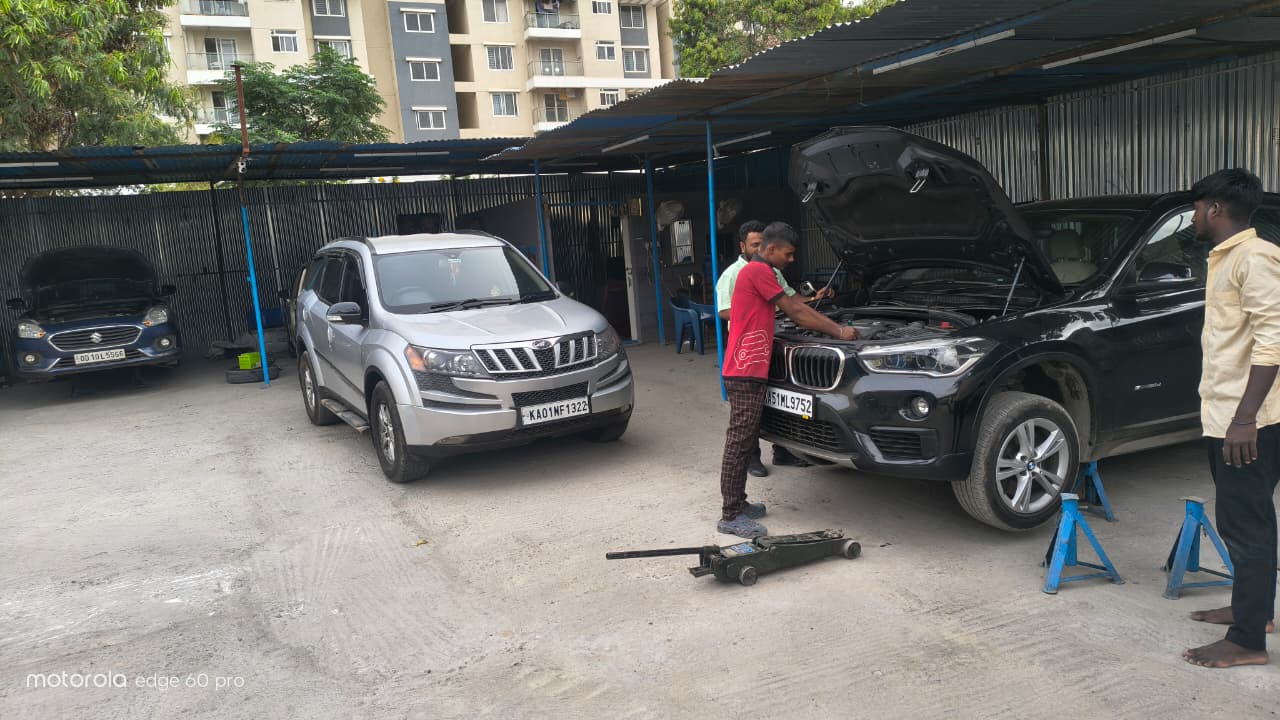 Service bays in action — Sri Varaha Swamy Premium Car Care, Bengaluru